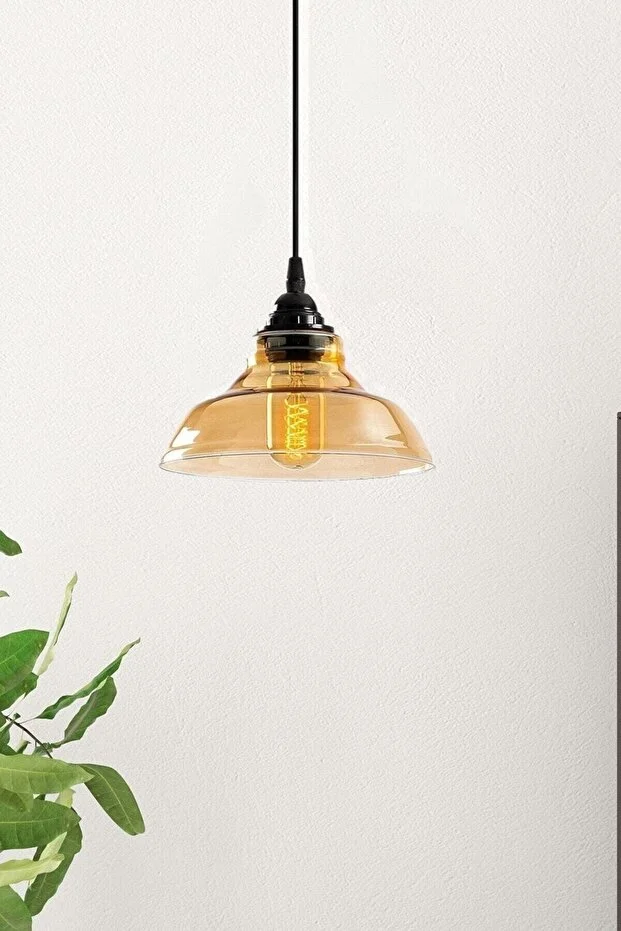 Special Model Tekli Siyah Modern Bal Camlı Sarkıt Avize